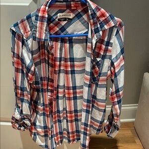 Women’s Magellan Outdoors Checkered Shirt - Red and Blue- size Small